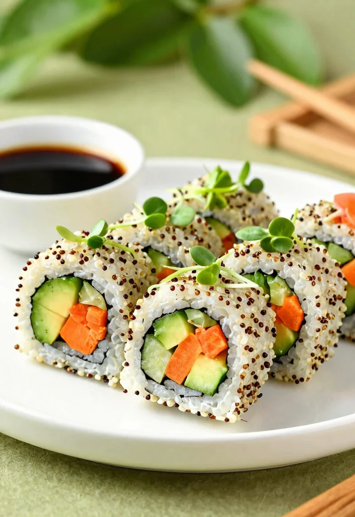 12 Vegan Sushi Recipes for Fresh Creative Rolls - 8. Quinoa Sushi Rolls 1